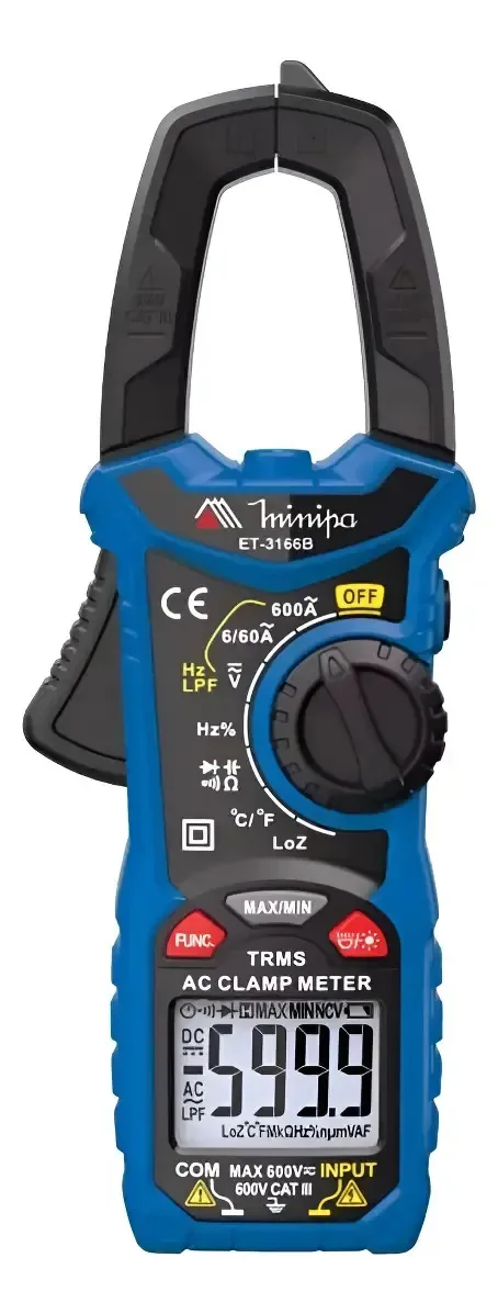 Alicate Amperímetro Digital Cat Iii 600v Et3166b Minipa