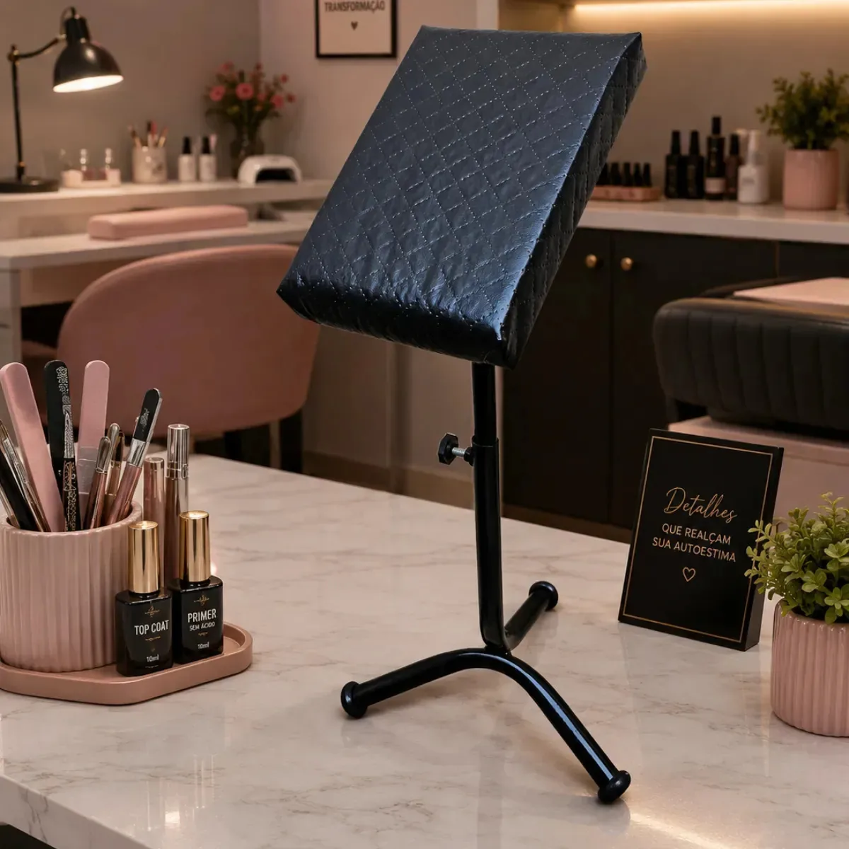 Suporte Tripé Regulável Para Pedicure E Manicure Preto