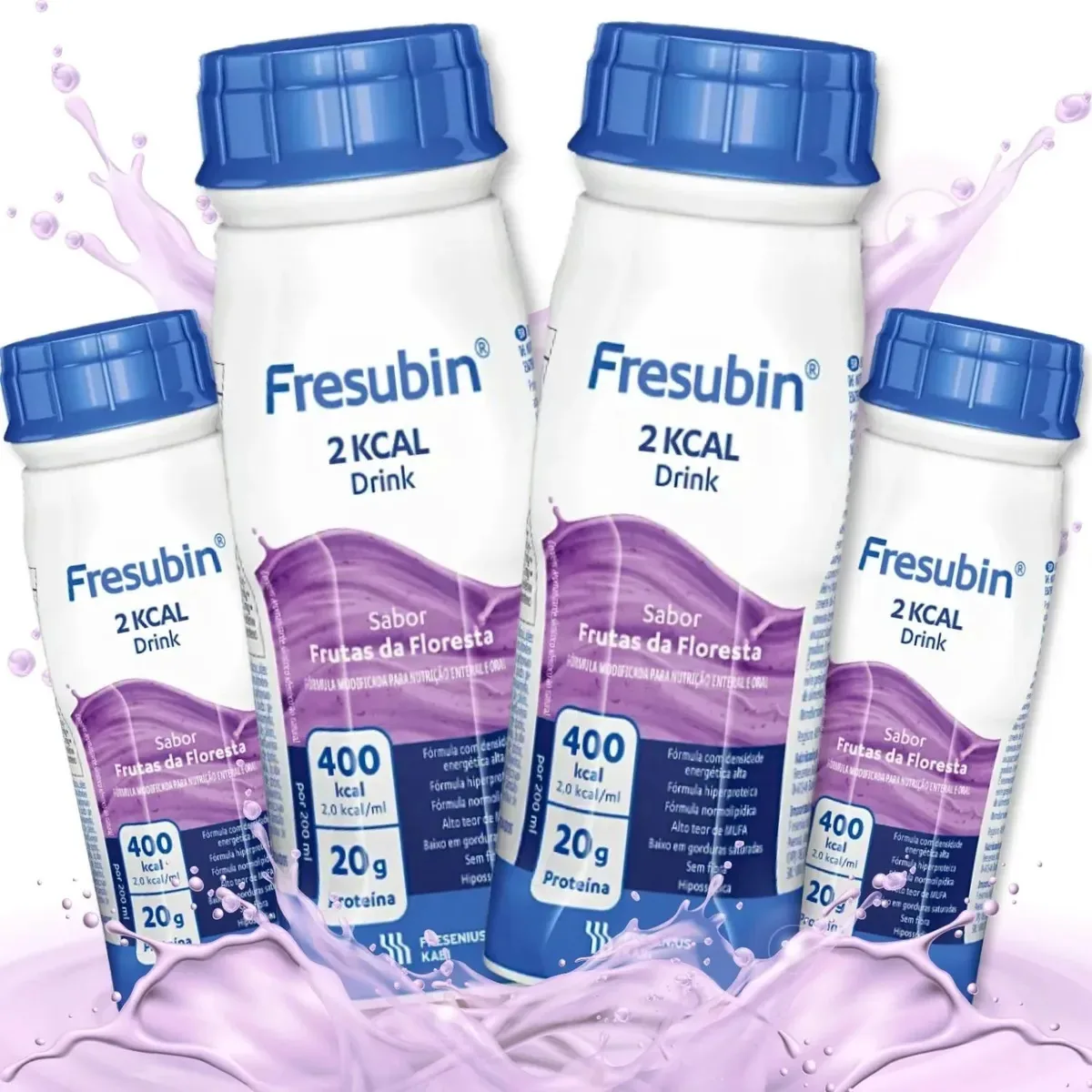 Fresubin 2 Kcal Drink 200ml ( O Sabor), Kit C/4 Unid Sabor Frutos do bosque
