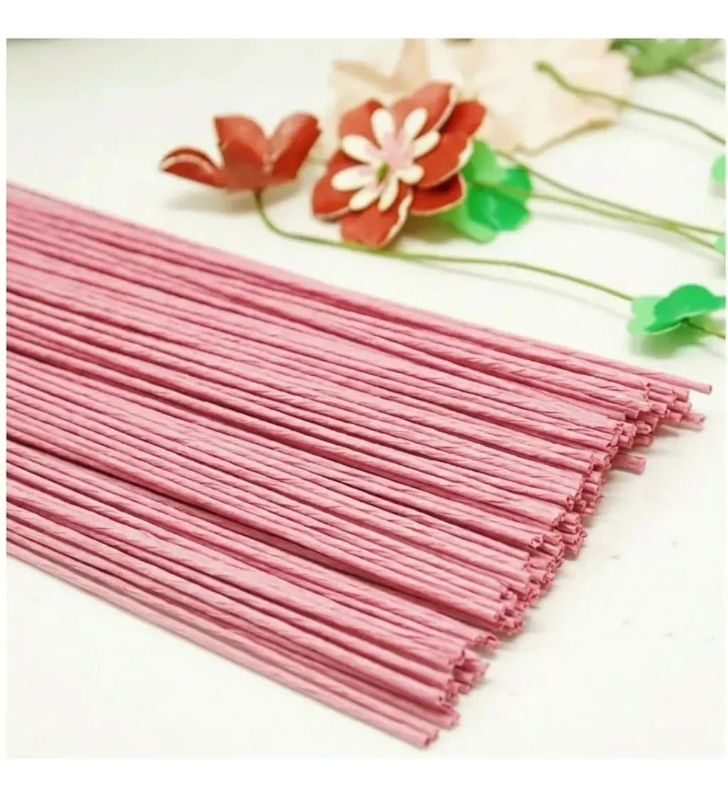 50 Arame Empapelado Rosa N.20 40cm Artesanato Flores Organza Rosa