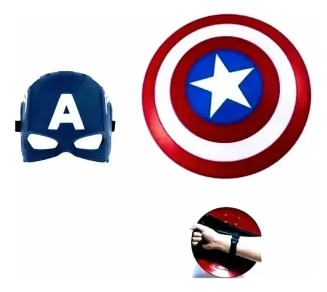 Escudo Capitão America + Mascara Brinquedo Infantil Avengers Colorido