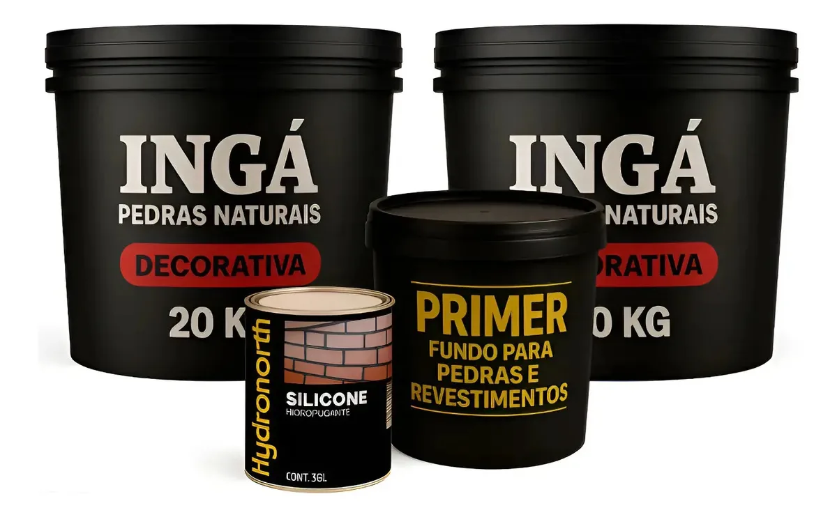Kit Pedras Naturais De 2 Pedras Com Resina E Primer Cor Nebraska Granulometria máxima 2.54 cm Granulometria mínima 2.54 cm
