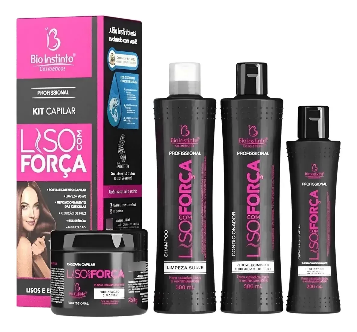 Kit Liso Com Força Bio Instinto Para Cabelos Lisos E Fracos
