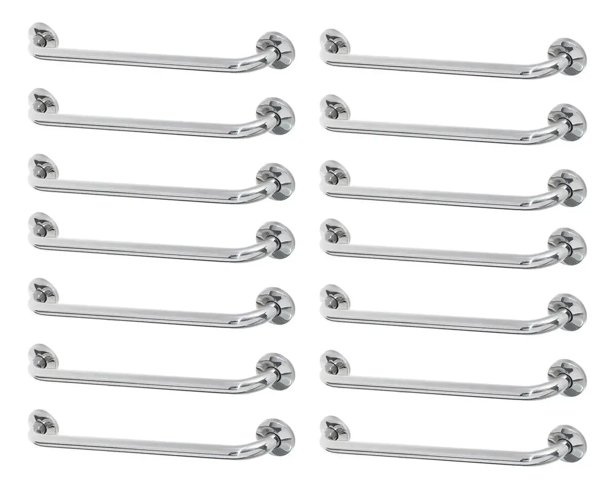 Barra De Apoio 80cm Inox Kit 14 Unid Acessibilidade Quarto Cinza