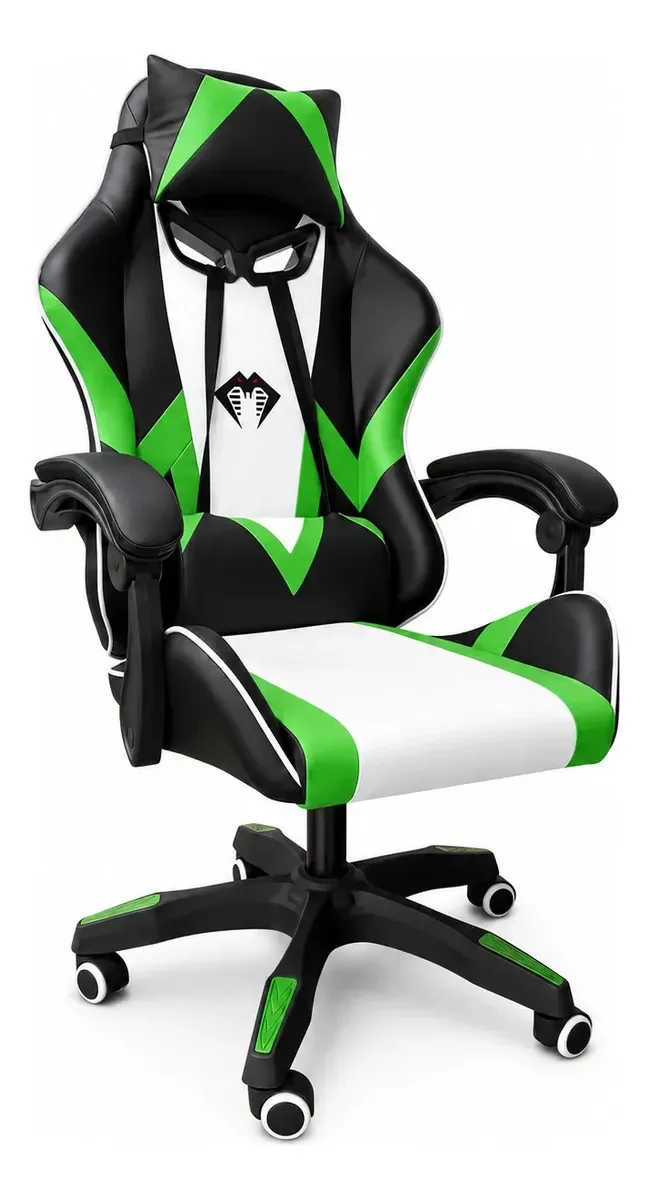 Cadeira Gamer Ergonômica Escritório Python Fly Verde Couro Sintético