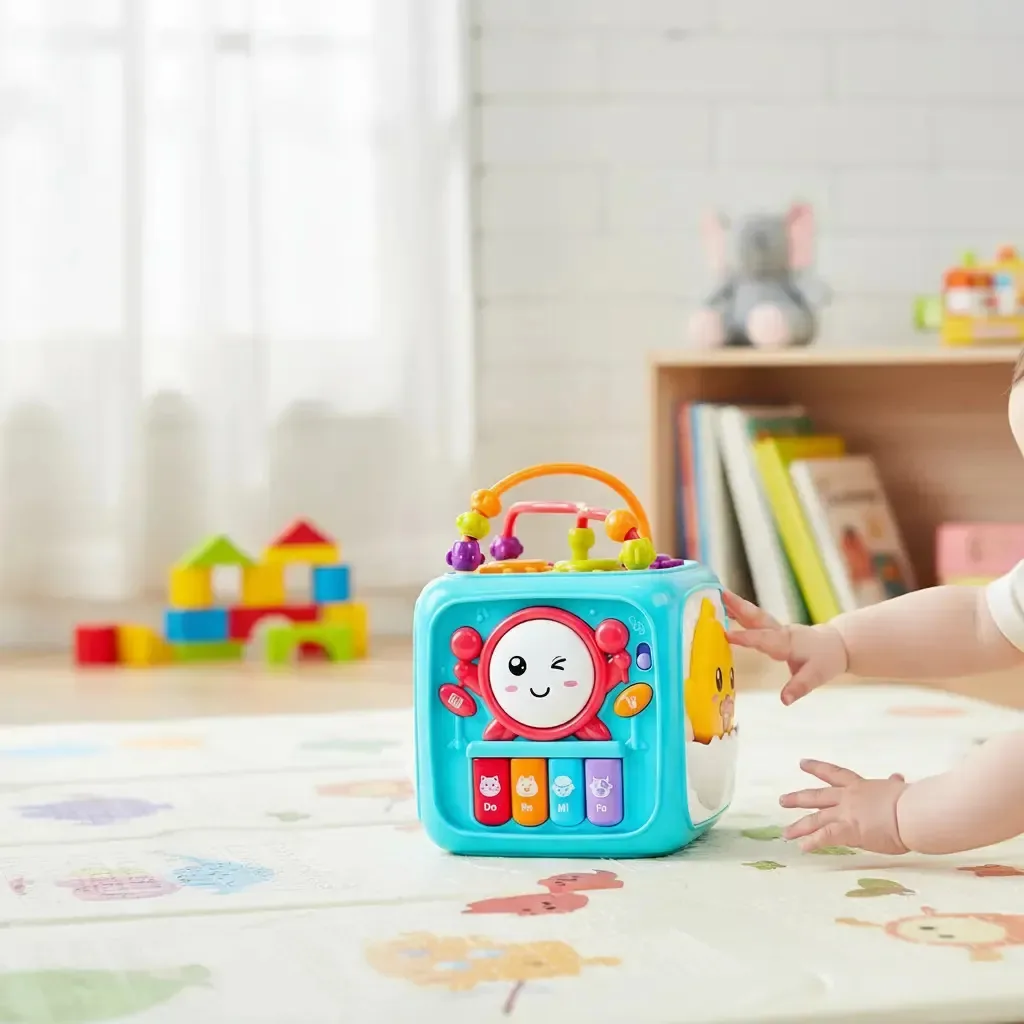 Brinquedo Educativo Cubo Infantil Interativo Com Sons Azul