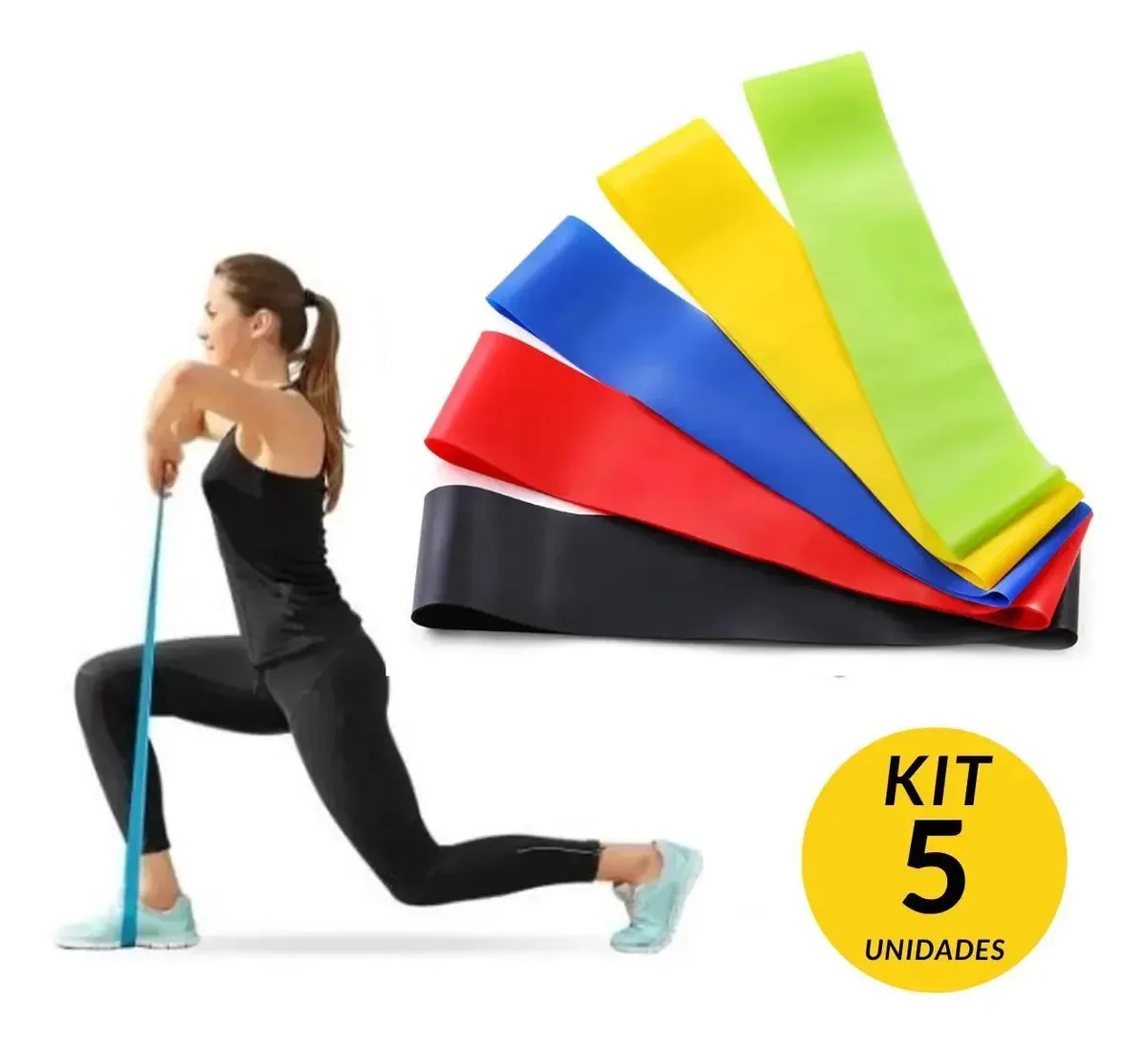 Mini Band Kit 5 Faixas Elásticas Exercícios De Resitência