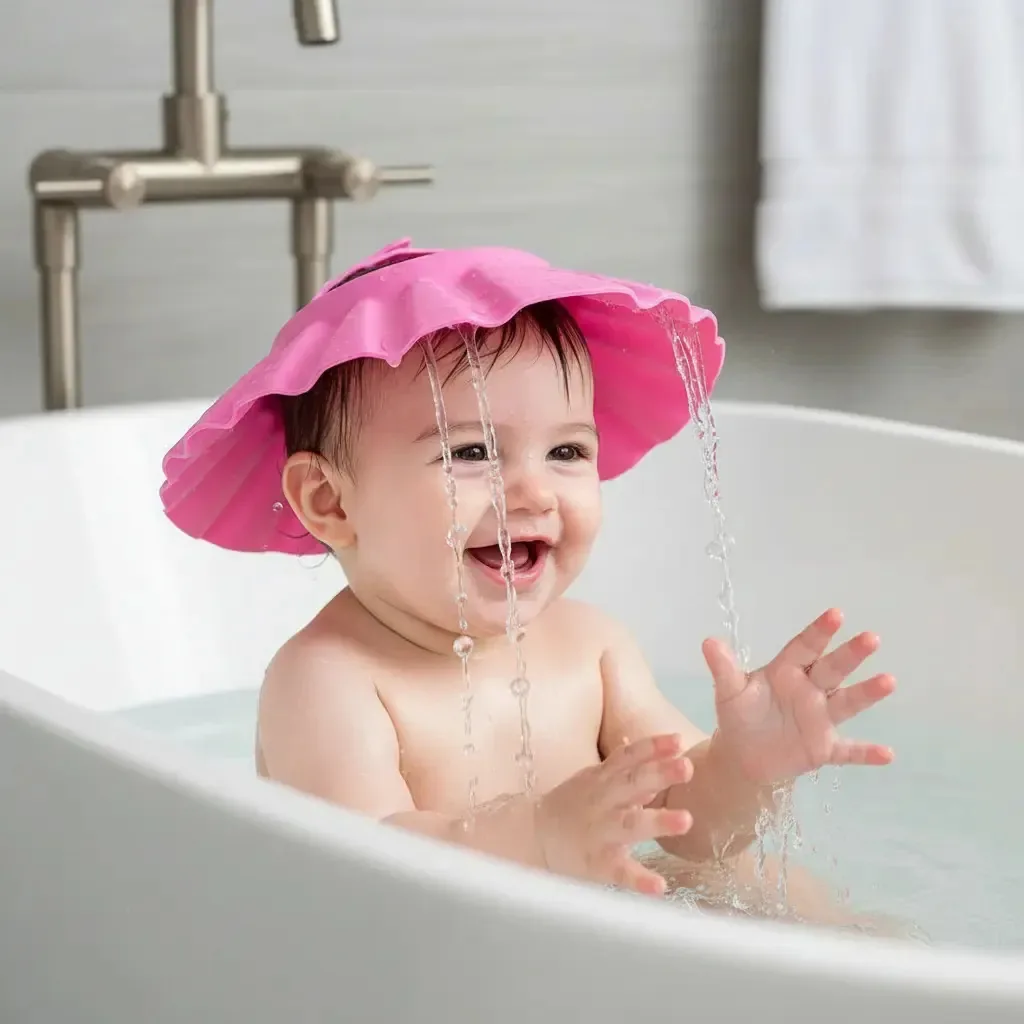 Viseira de Banho Ultrafit Infantil Ajustável Rosa com Proteção para Ouvidos