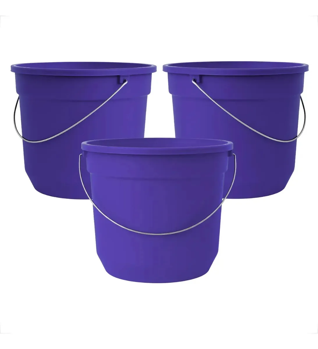Jogo 3 Baldes Coloridos 8 Litros Para Limpeza E Lavanderia Cor Roxo