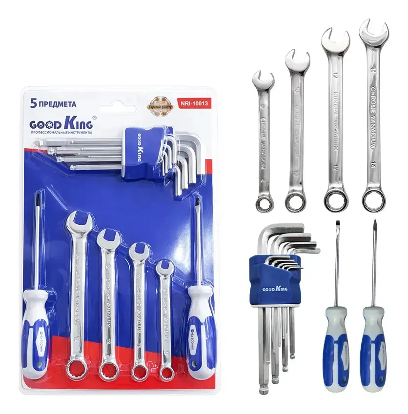 Kit Ferramentas Manuais Completo Chaves Combinadas 15pcs Azu Azul-marinho