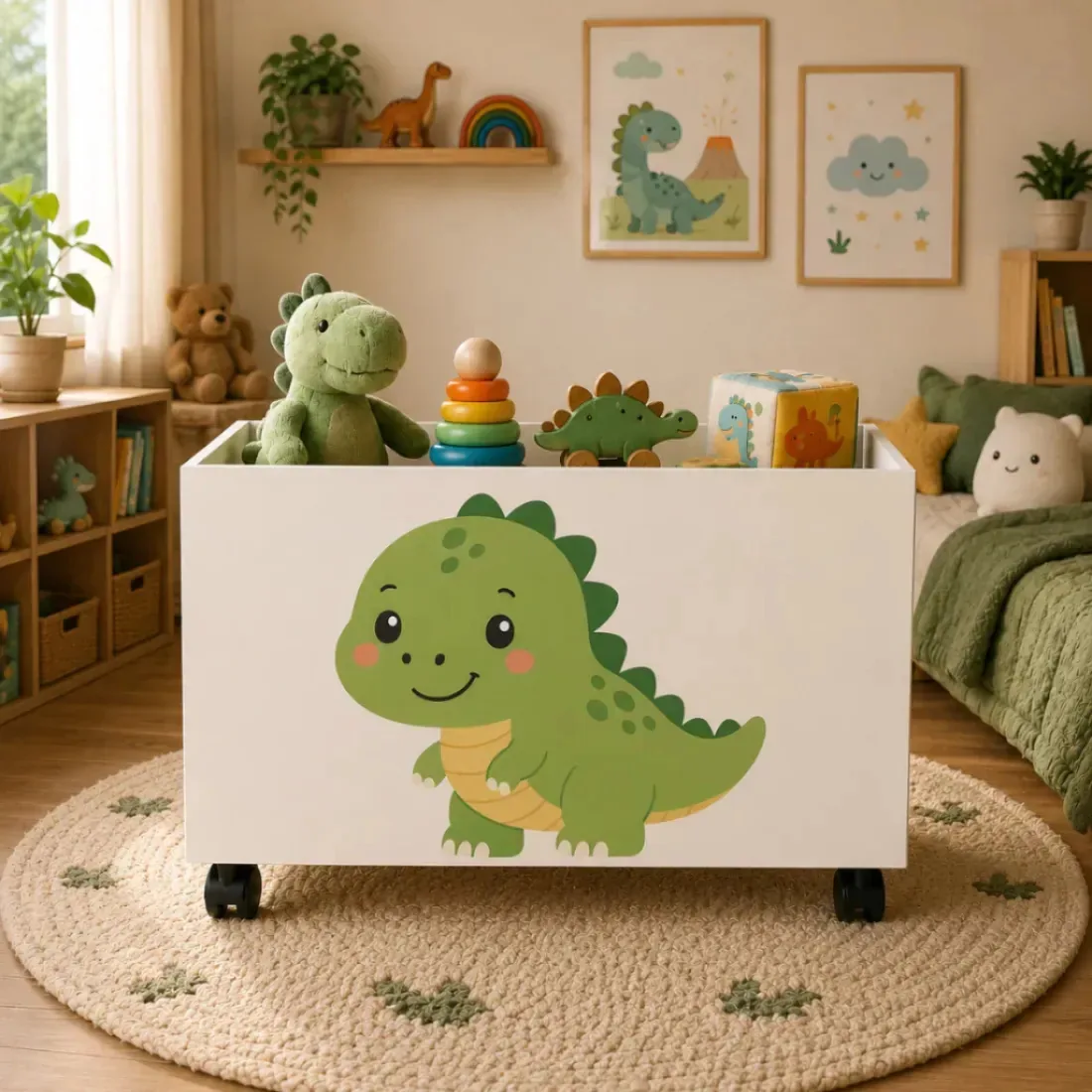 Cesto Organizador Infantil Caixa De Brinquedos Multiuso Dinossauro