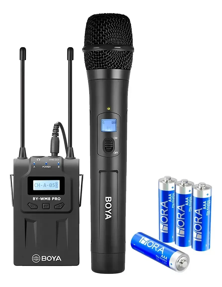 Microfone Sem Fio Boya By-wm8 Pro-k3 + 4 Pilhas Alcalina Aaa