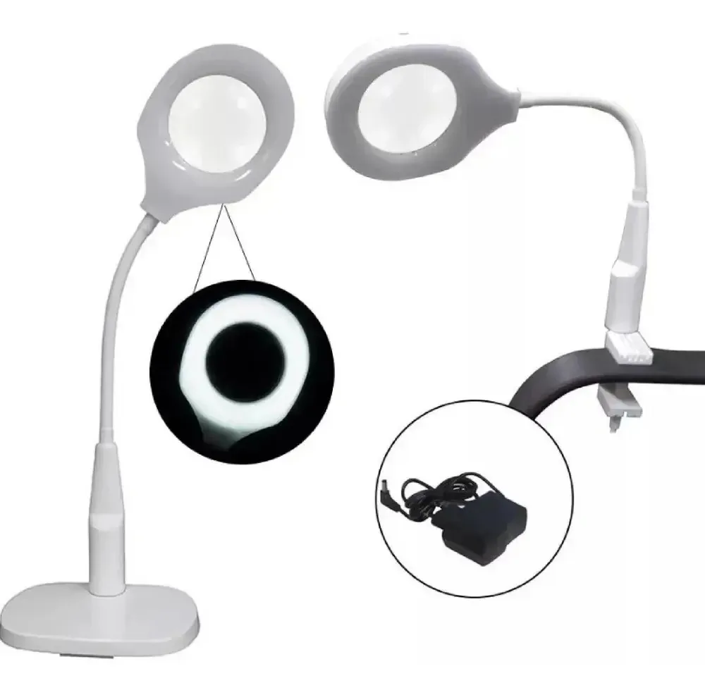 Lupa Estética Luminária Led Touch Aumento Mesa Garra