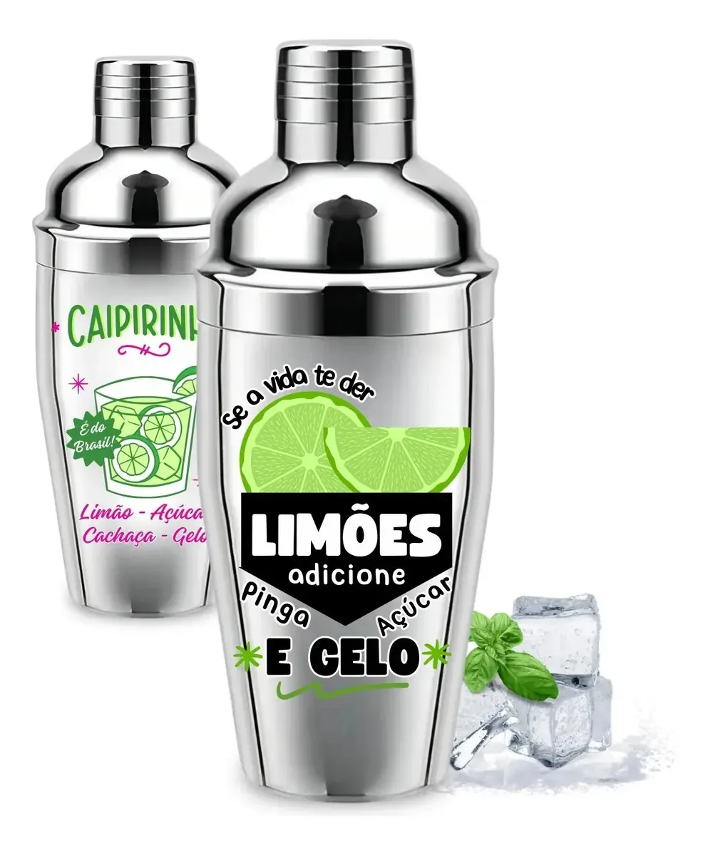 Coqueteleira Profissional 500ml Personalizada Colorida Drink Cor Limões