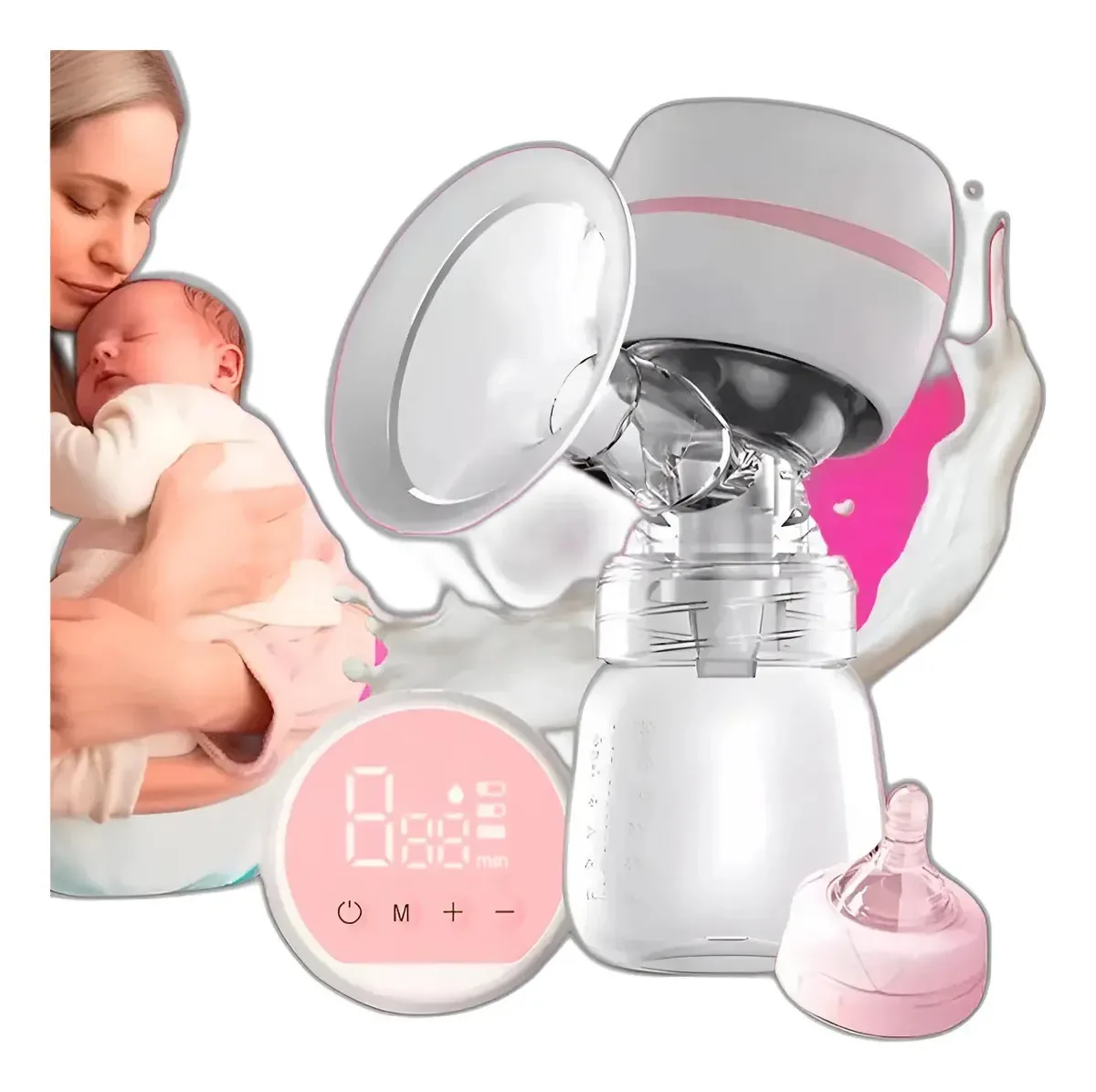 Bomba Elétrica Tira Leite Digital 180ml Materno Usb