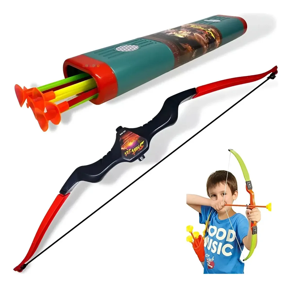Arco E Flecha Infantil Brinquedo Com Aljava Flechas E Alvo