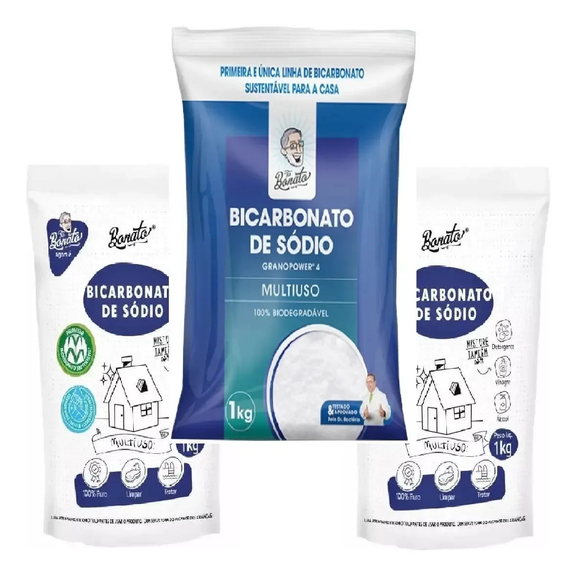 Kit 3 Tio Bonato Multiuso Bicarbonato De Sódio 1kg Cada Uni