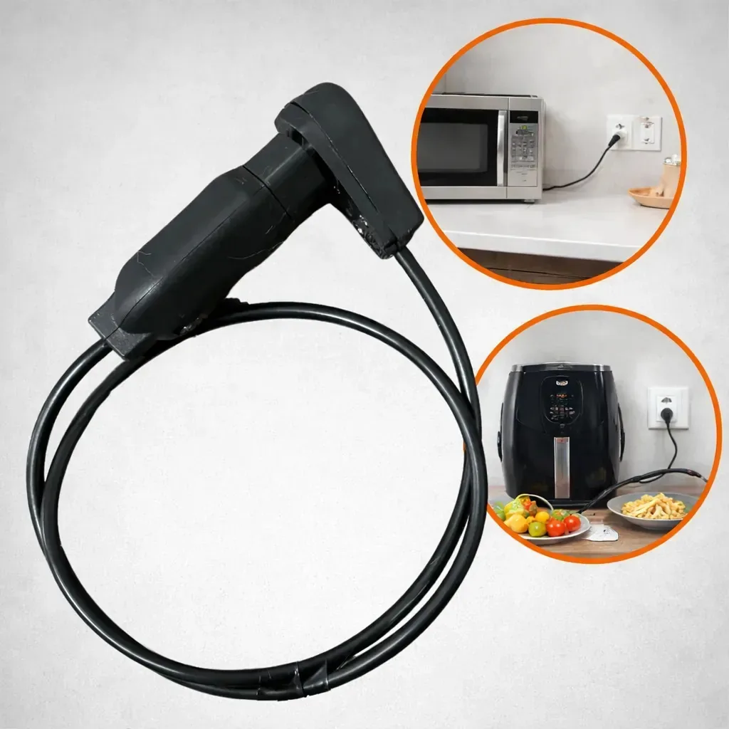 Extensao Eletrica Pequena 50cm Reforçado 3p Bivolt Micoondas Tomada Reta