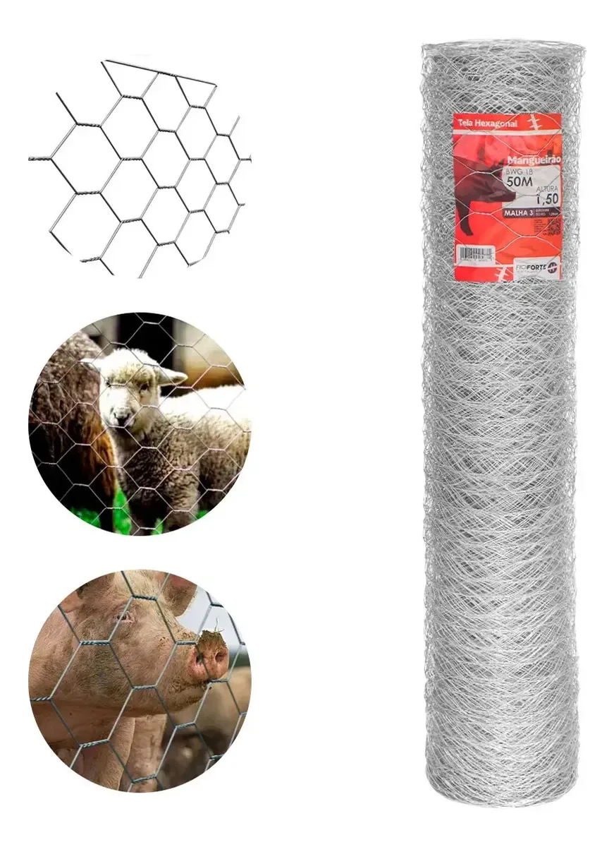 Arame Mangueirão Fio18 Rolo 1,50x50 Chiqueiro/carneiro Cinza