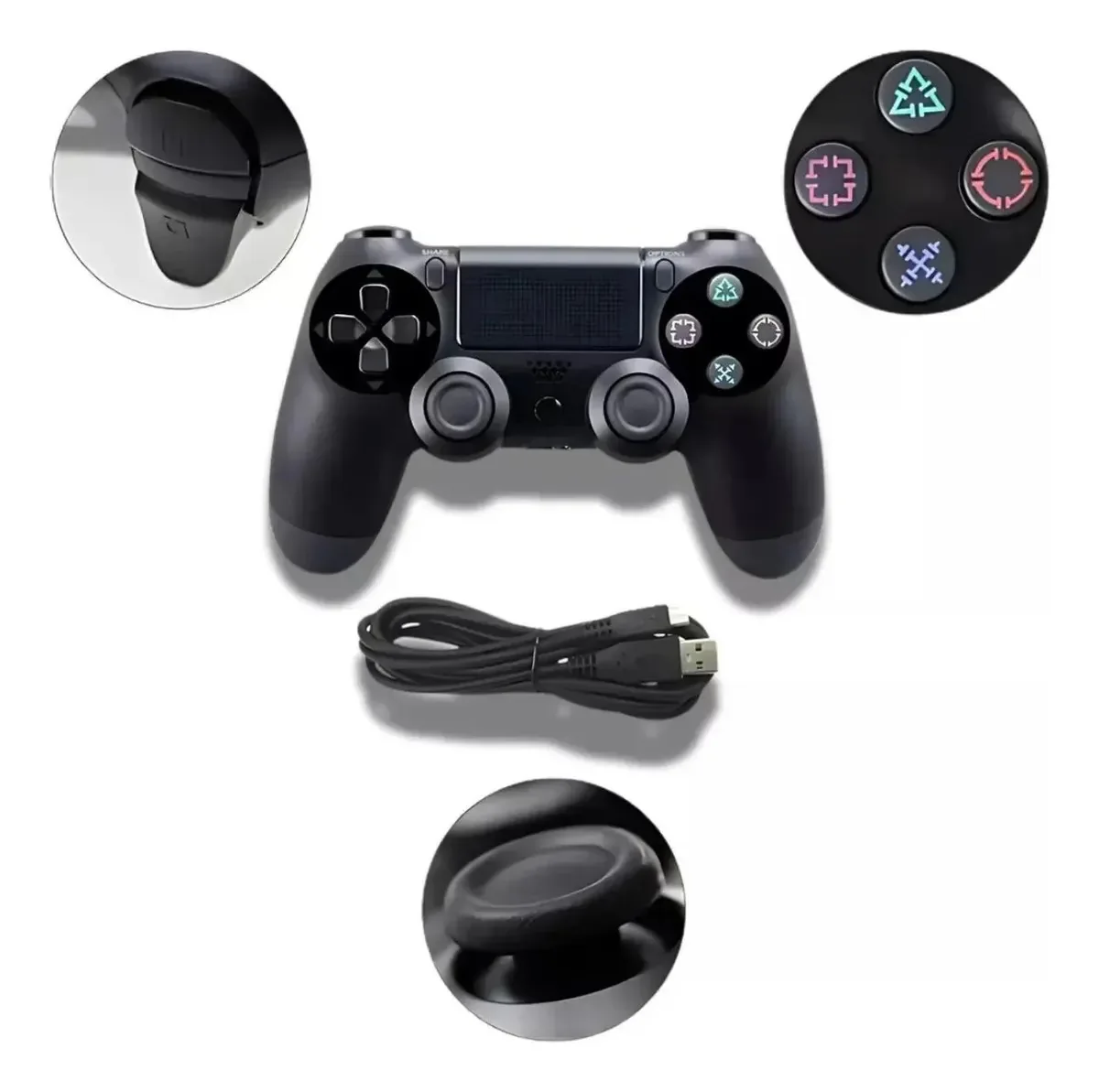 Joystick Preto Recarregável Videogame E Pc Rápida