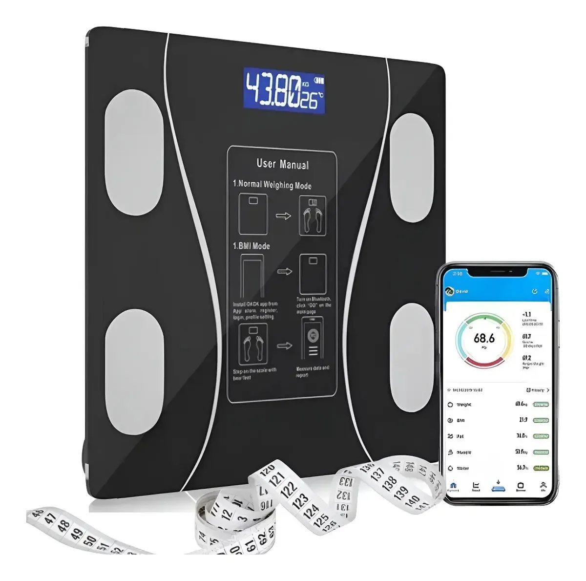 Balança Corporal Digital Zonne Bluetooth Scale Preta