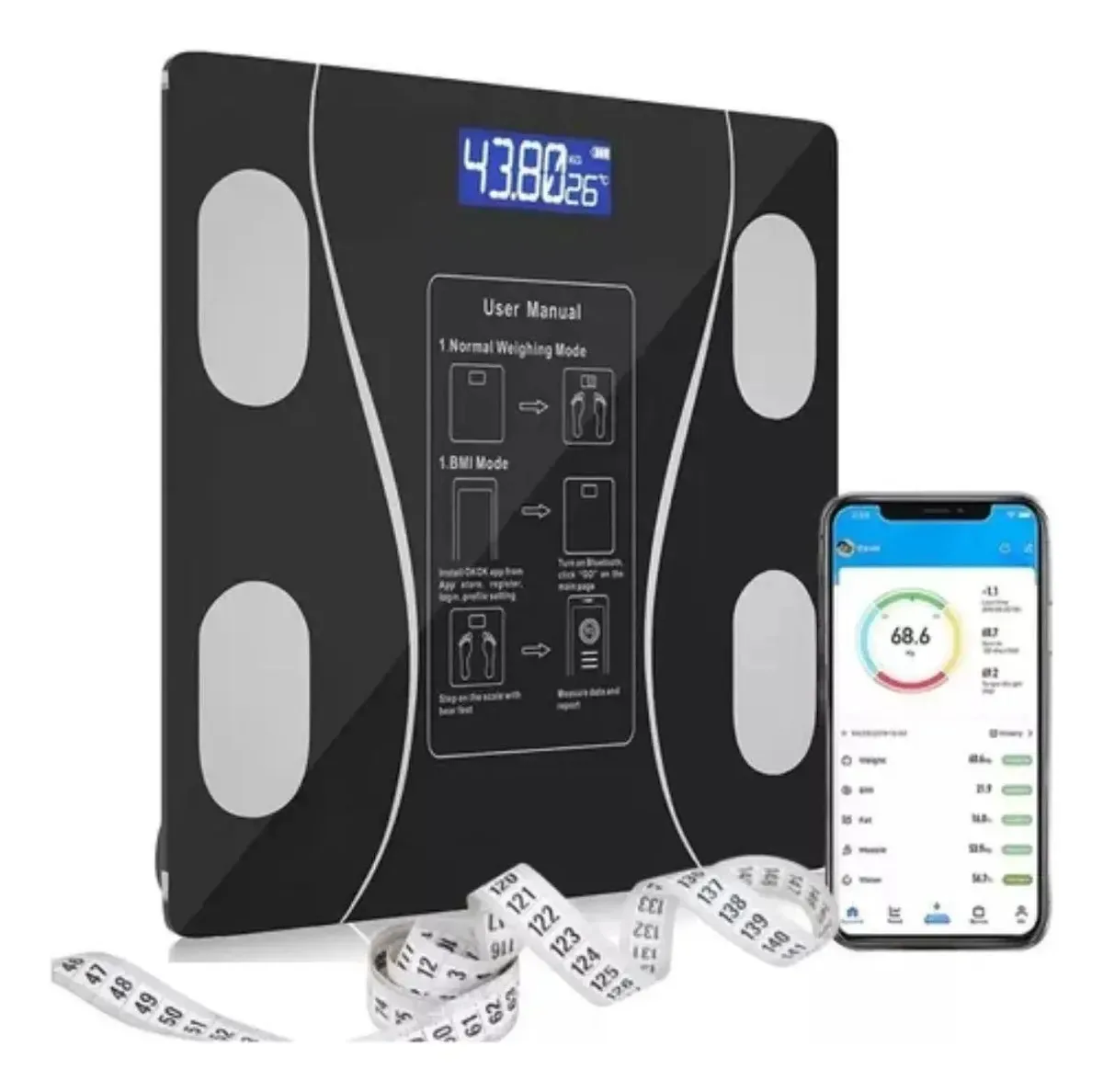 Balança Eletrônica Bluetooth Bioimpedância Peso