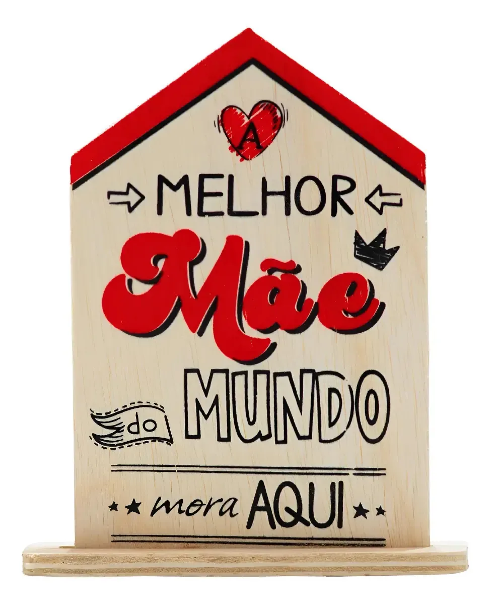 Enfeite Mesa Decorativo Melhor Mãe Do Mundo Dia Das Mães Vermelho