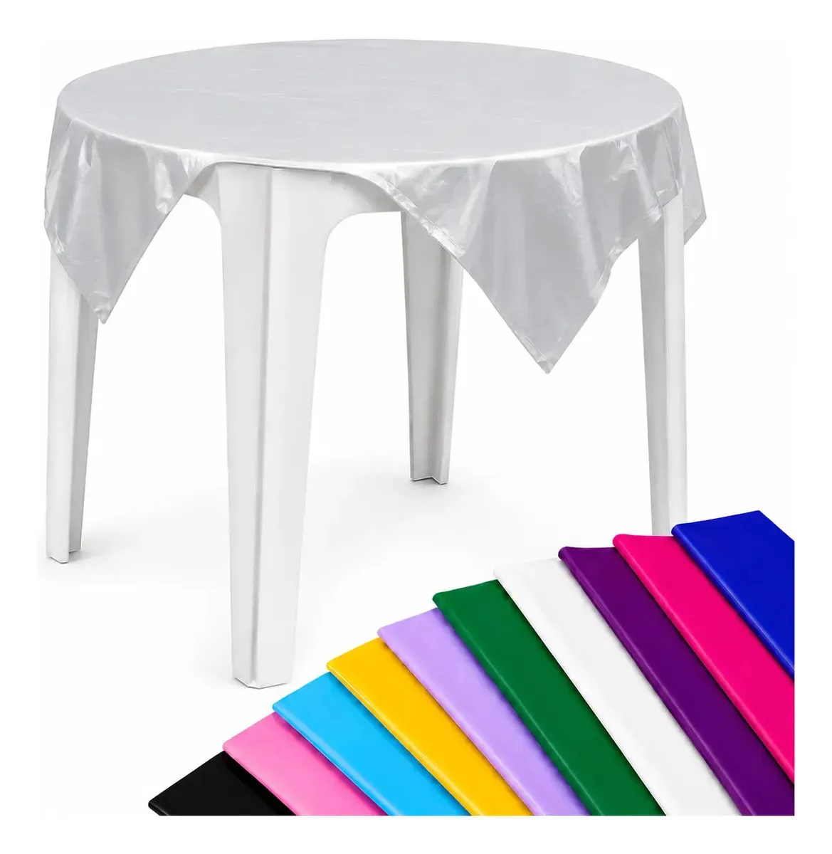 10 Toalhas Mesa Perolizadas 78x78 Descartável Festas Prata