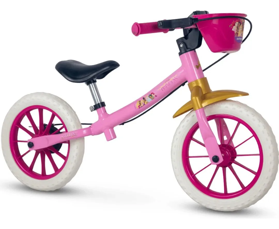 Bicicleta Equilíbrio Sem Pedal Feminina Princesas Da Disney Rosa