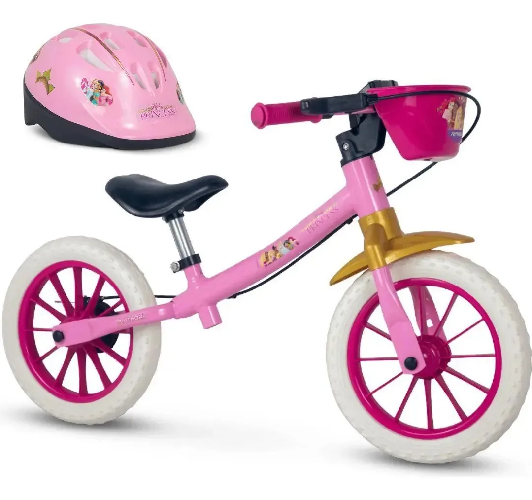 Princesas Disney Bike Equilíbrio Sem Pedal Capacete