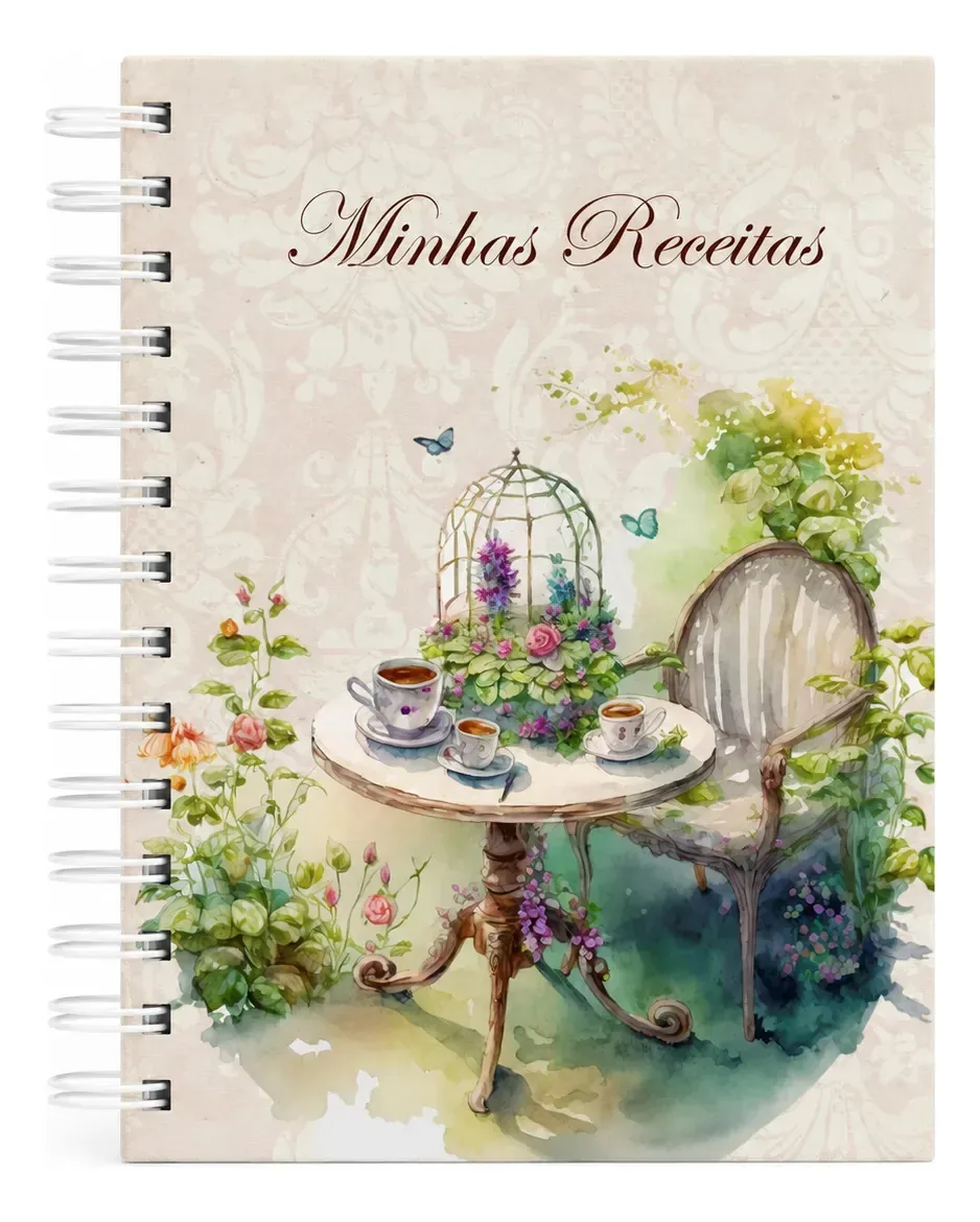 Caderno De Receitas A5 96 Receitas Capa Dura Colorido Jardim De Chá