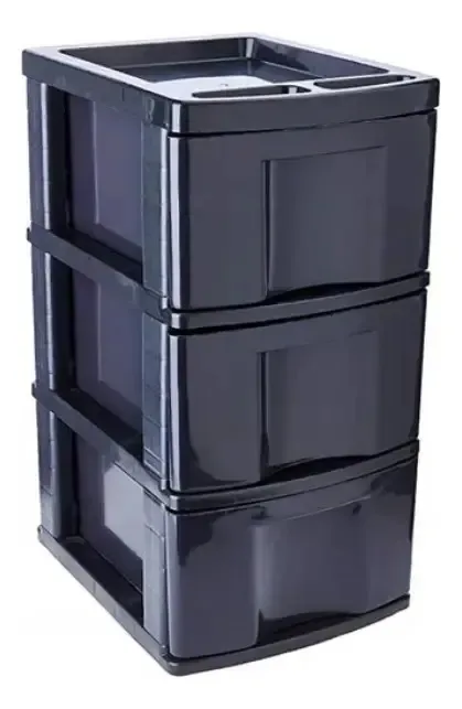 Gaveteiro Organizador Plastico Com 3 Gavetas Grandes Preto