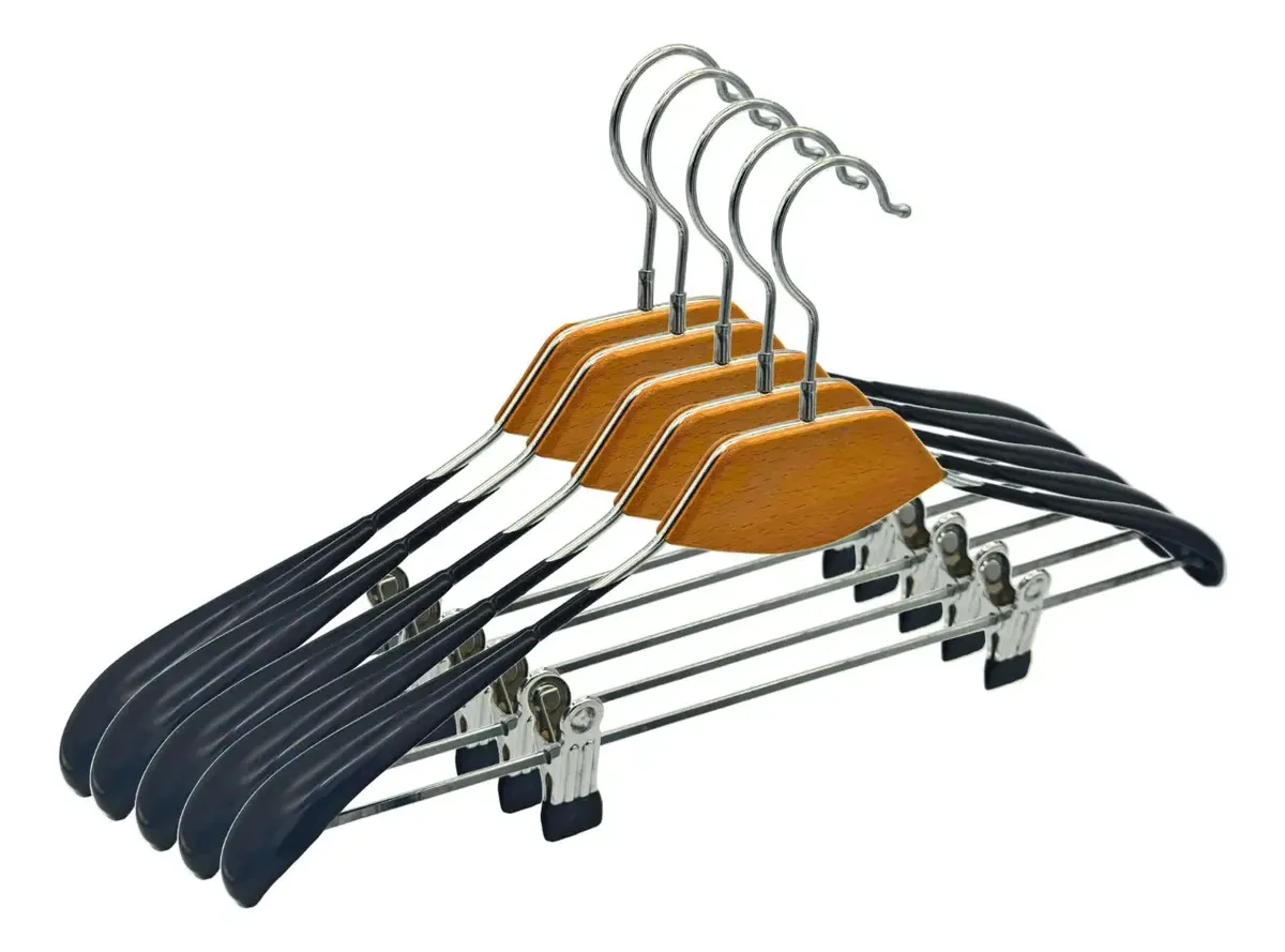 Kit 50 Cabides de Aço Inoxidável Antiderrapantes com Presilha para Calças e Saias - Prateado Expotopbras