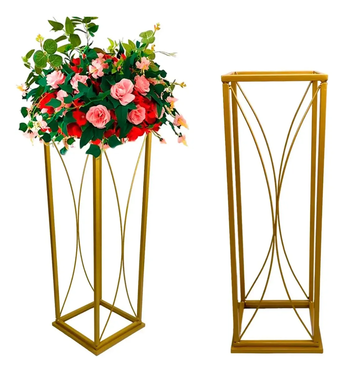 2 Un Coluna Quadrada Vaso Para Flores Igreja Festa Decorar Cor Dourado