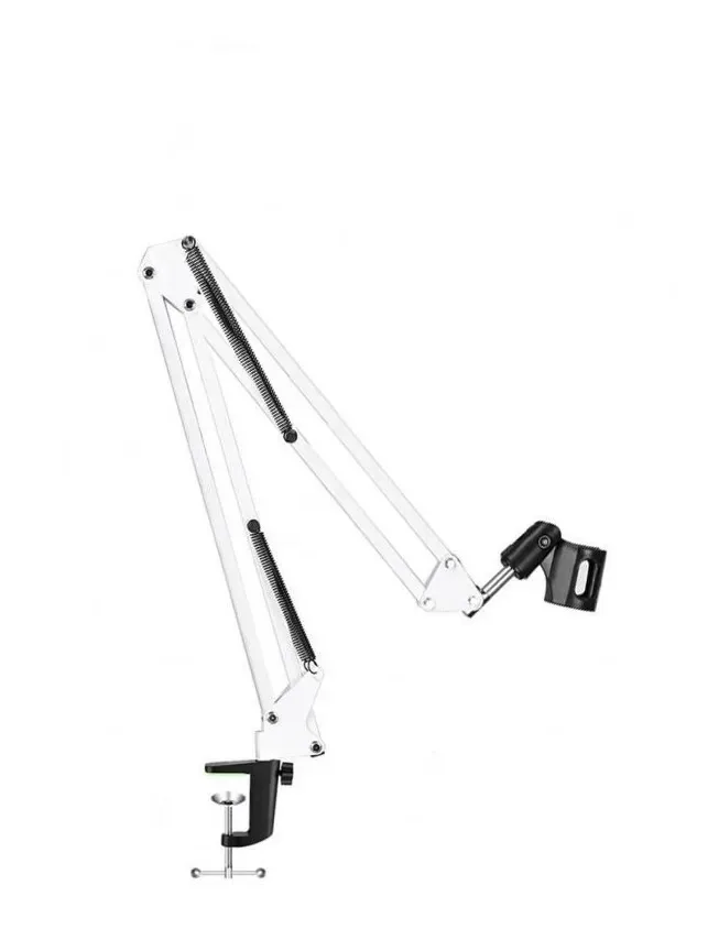 Suporte Para Microfone Waver Pedestal Mesa Articulado Branco