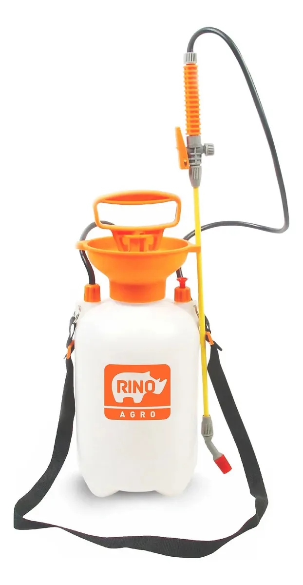 Pulverizador 5l Manual De Pressão Acumulado Rino Agro Laranja