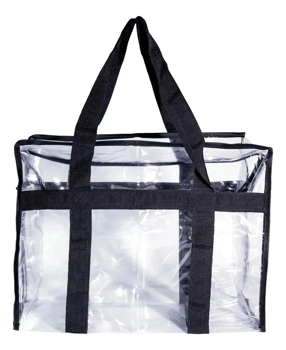 Bolsa Viagem Mochila Transparente Roupa Cama Praia Industria Cor Transparente Alça Preto Lisa