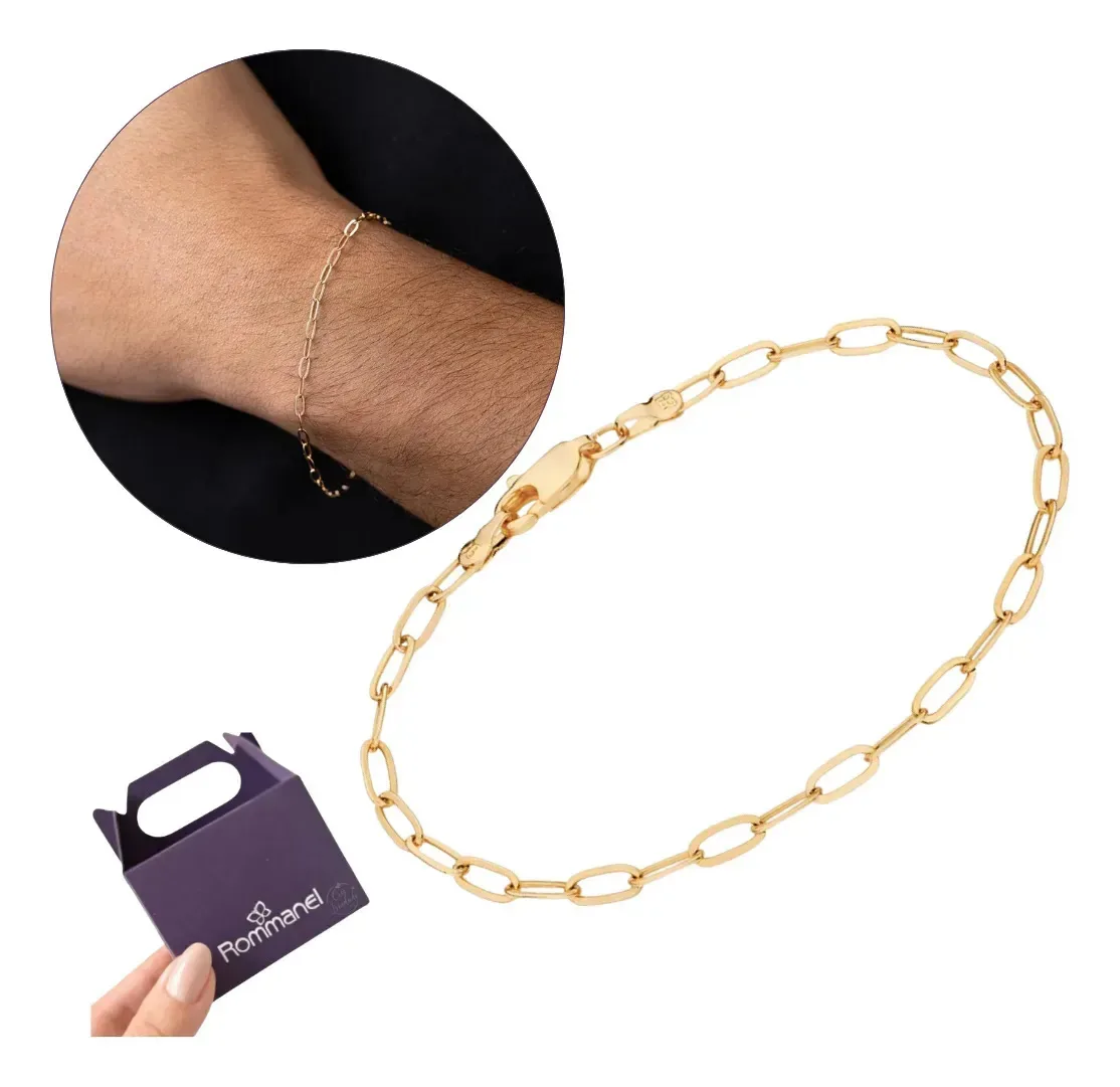 Pulseira Rommanel Elos Ovais Batidos 16 Cm - 552165 Dourado 16 Cm