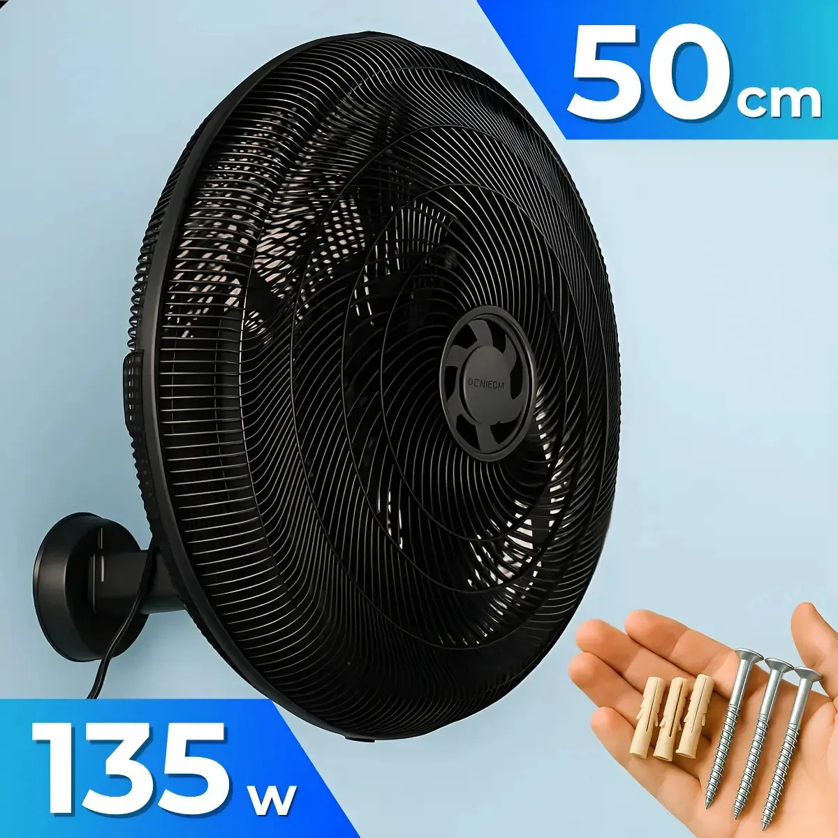 Ventilador de Parede Ventisol 50cm, 6 Pás, Oscilante e 135W, Para Uso Comercial e Residencial
