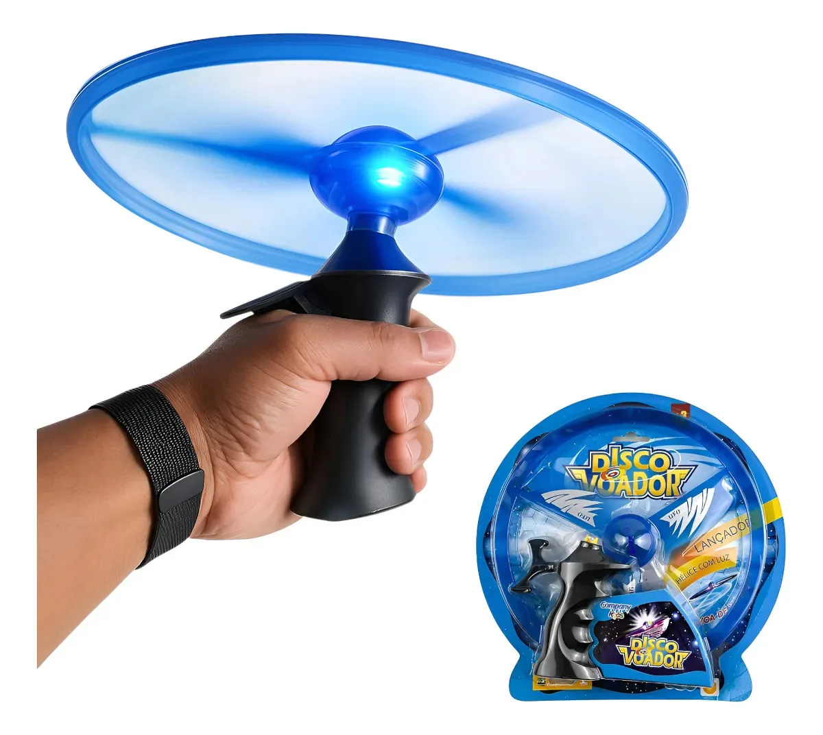 Disco Voador Drone Divertido Ufo Com Luz Led Voa De Verdade Cor Azul