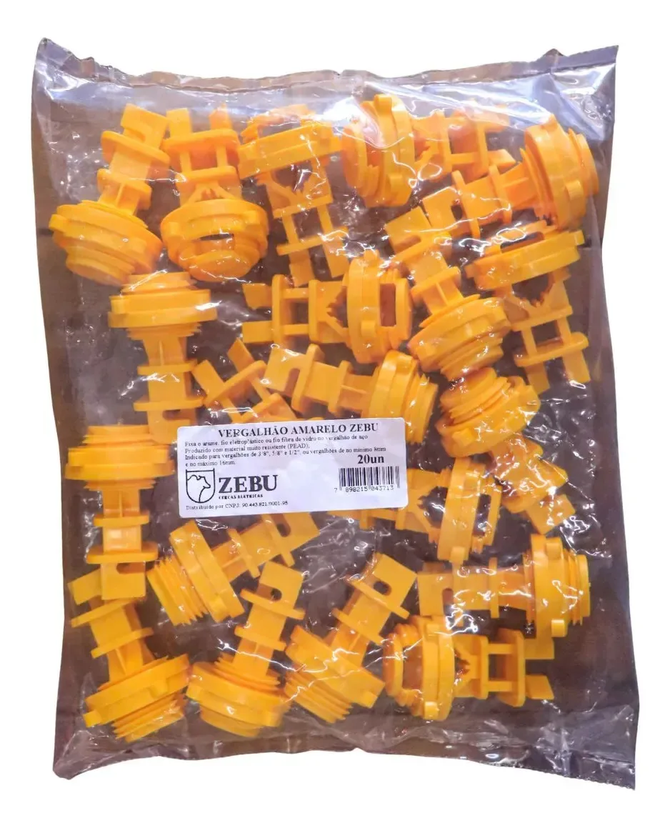 Isolador Polimérico para Vergalhão com Rosca Zebu – Kit Amarelo com 20 Unidades