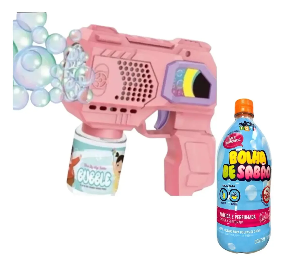 Lança Bolhas Sabão Bazuca Bolhinhas + Refil 1l Cor Modelo1A Rosa