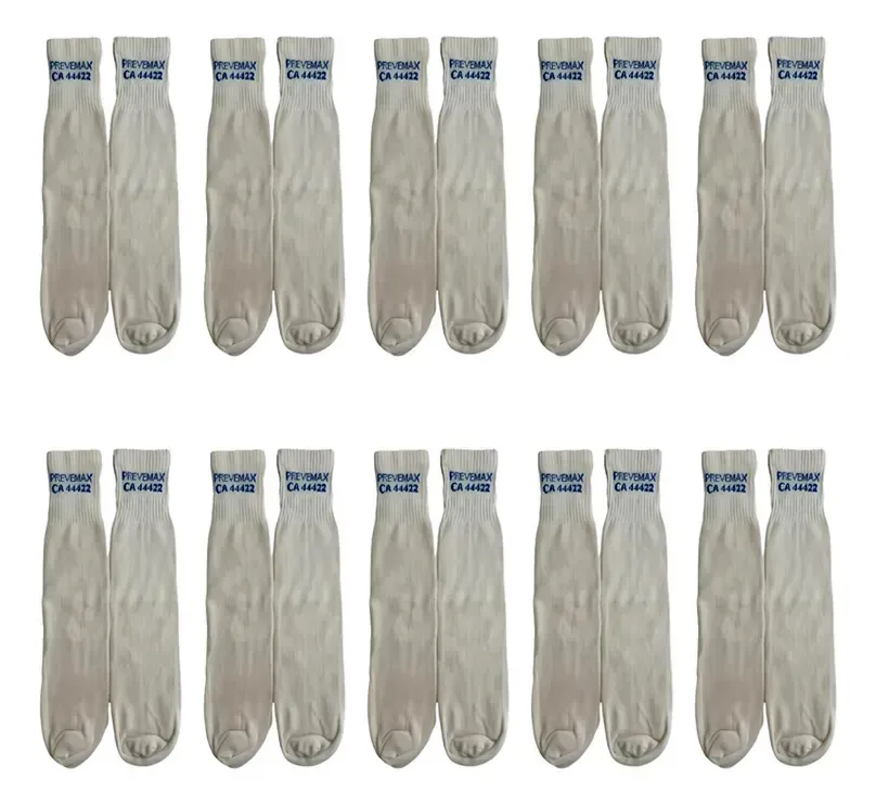 Kit 10 Prevemax Meias Longa Térmica De Algodão Ca 44422 Branco Gg