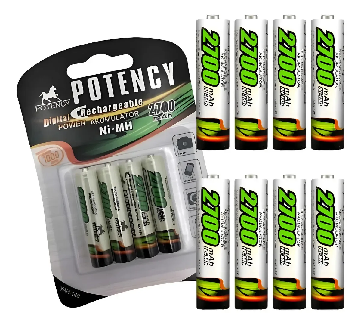 Kit 8 Pilhas Palito Recarregável Aaa Potente Controles Pilha