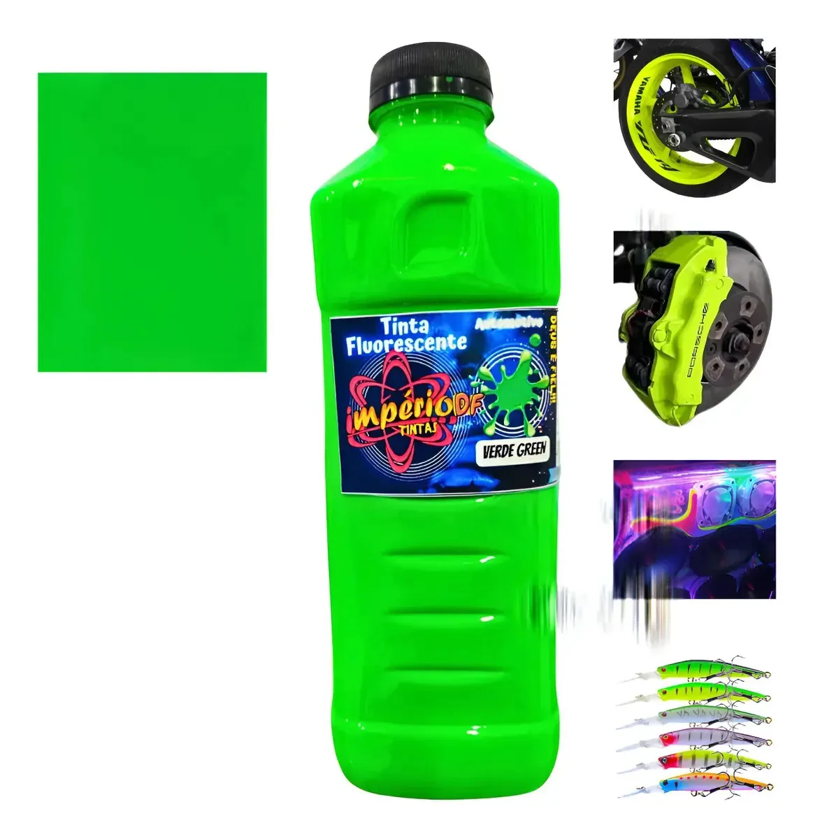 Tinta Automotiva Fluorescente Poliéster 900ml - Aerografo Cor Verde Green
