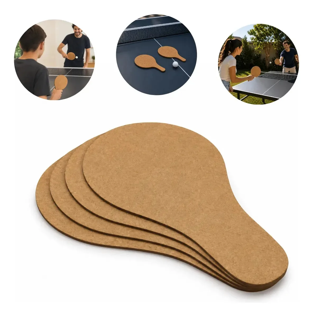 Kit 60 Raquetes Pequenas de MDF Cru Normal para Lembrancinhas e Festas