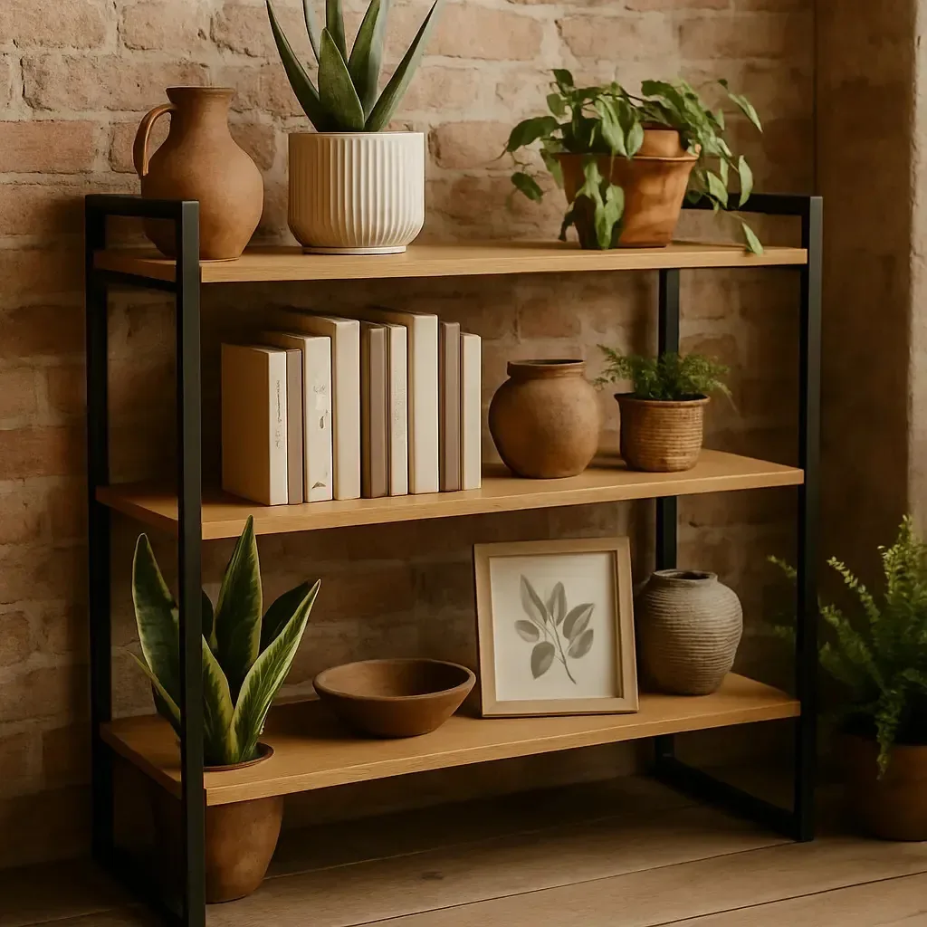 Aparador Livreiro Estilo Industrial 3 Planos 90cm Marrom Marrom