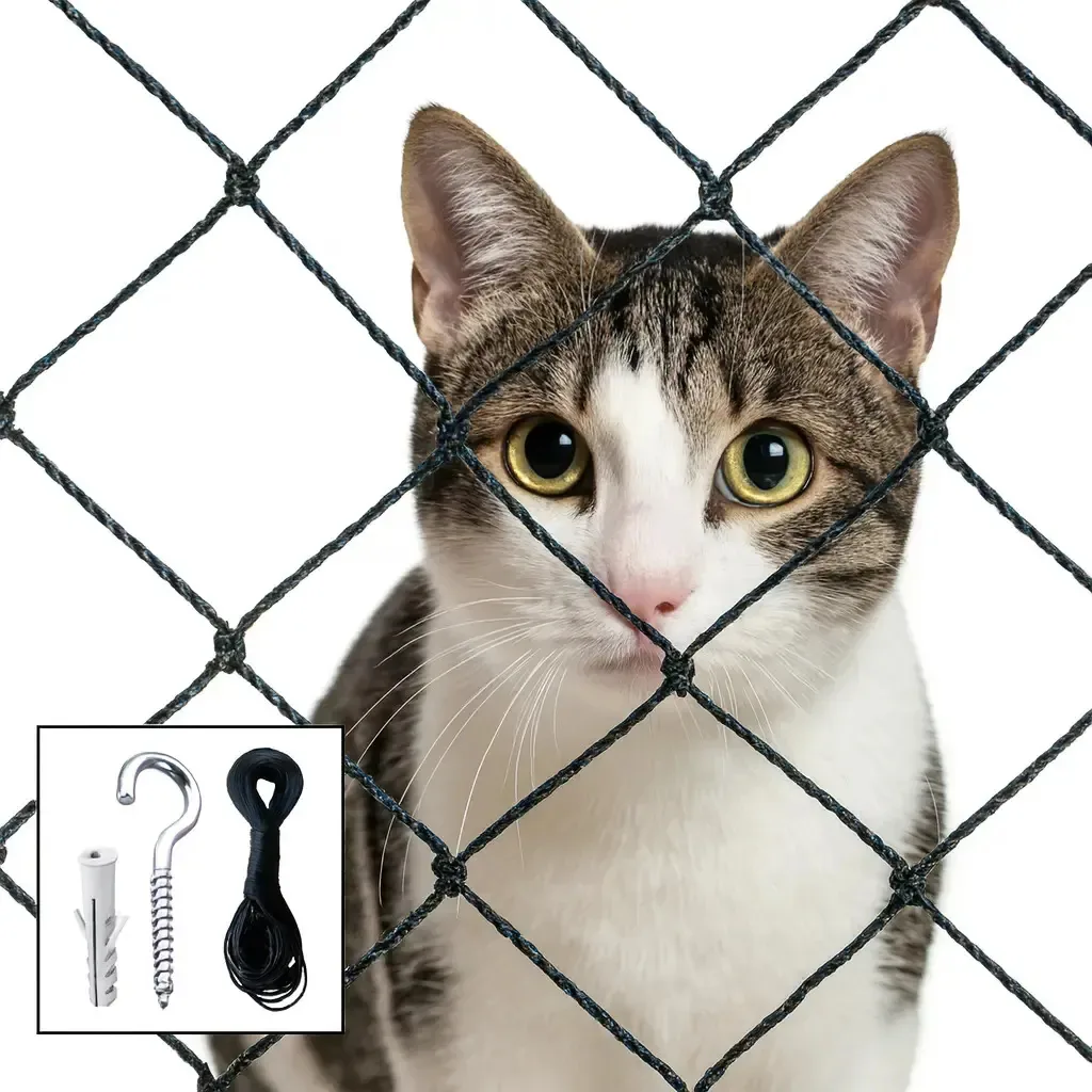 Rede De Proteção Para Janelas Gatos Criança 2,00m X 1,50m Preto