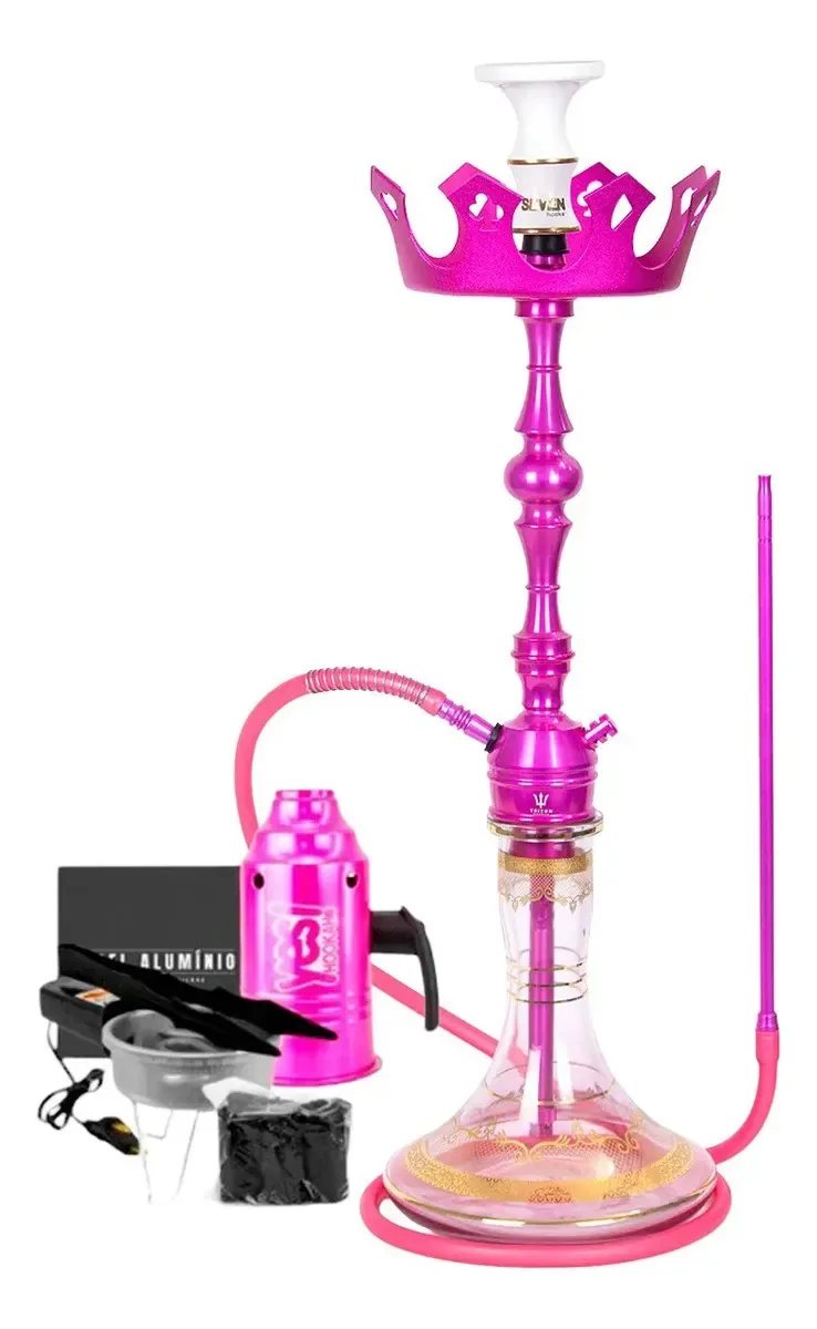 Narguile Triton Up Completo Vaso Genie Cor Rosa
