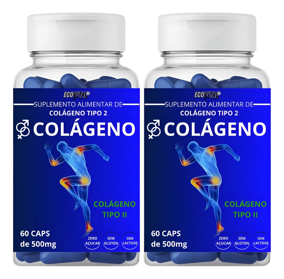 Kit Colágeno Tipo II Ecovital em Cápsulas para Articulações e Mobilidade